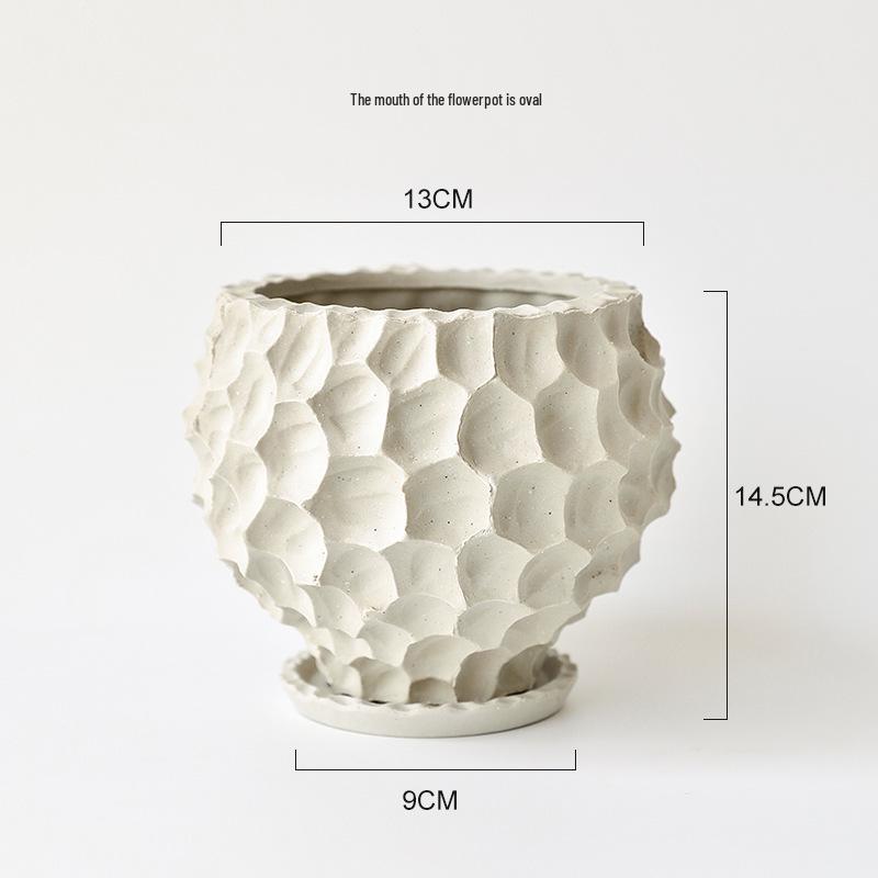 Creative Ceramic Succulent Pot for Phalaenopsis & Cyclamen - Rough Pottery Ornament
