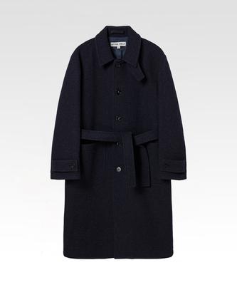 Afterpray Belted Shetland Wool Single Coat Navy