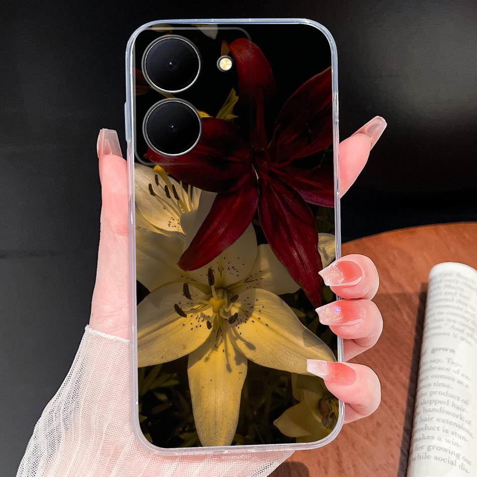 Чехол для телефона Vivo Y100i Y200i Y300i Y500i 5G Винтажный Ангел Мягкий Прозрачный Силикон Высокое Качество Ударопрочный Funda