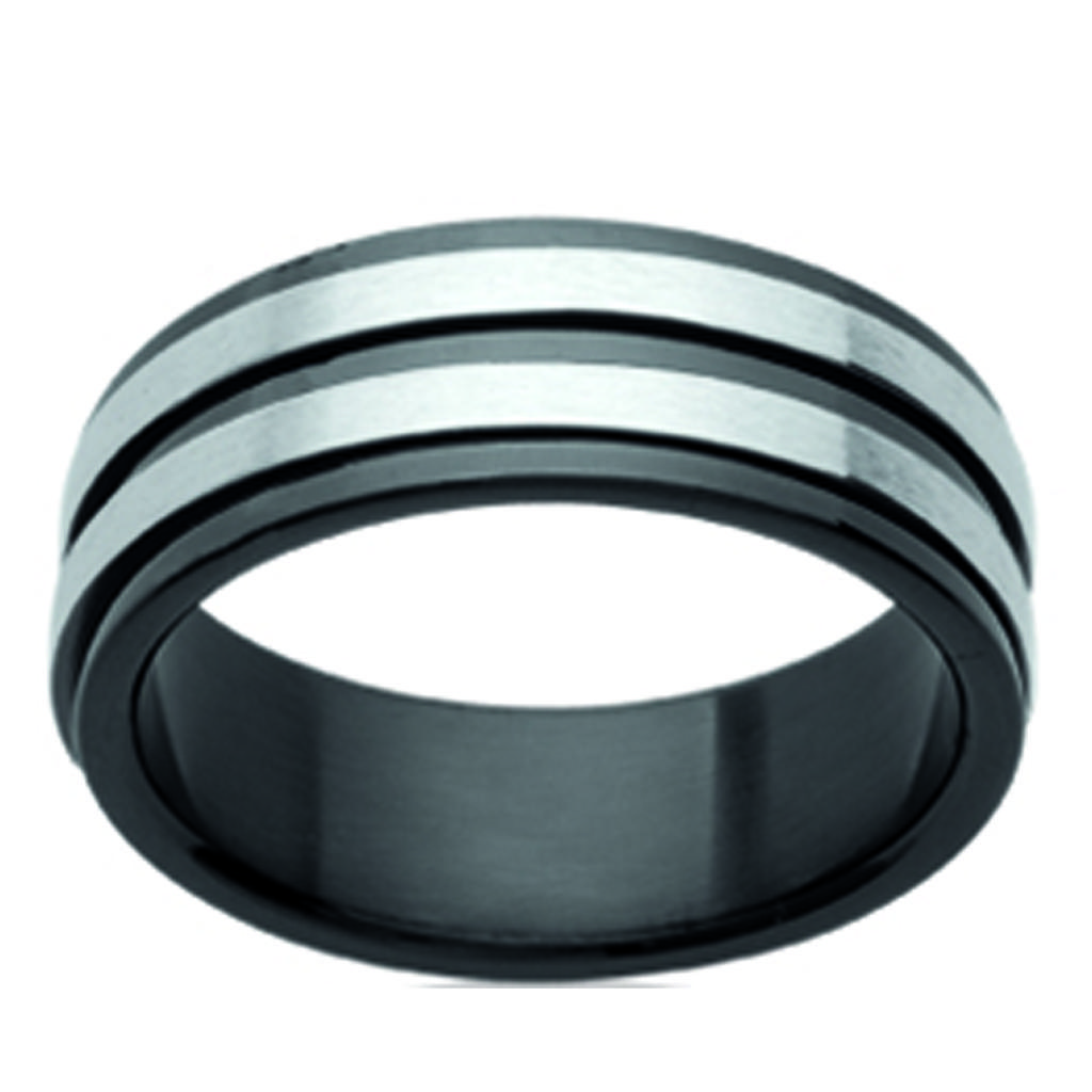 Steel Ring 'Peaceful' Two-tone Steel (anti-stress) - 7 Mm