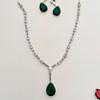 Silver Plated Diamond Round Necklace Set Diamond Necklace Set for Women