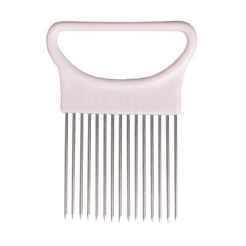 1 шт., луковая игла из нержавеющей стали, луковая вилка, овощерезка для фруктов, резак для томатов, безопасный держатель, кухонные аксессуары, инструменты