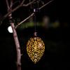 Outdoor Lantern Hollowed-out Art Light-control Iron Drop Water Shaped Solar Operated Garden Projection Light Lamp