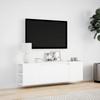 Vidaxl Ścienna Szafka Tv Z Led, Biała, 135X31X39,5 Cm