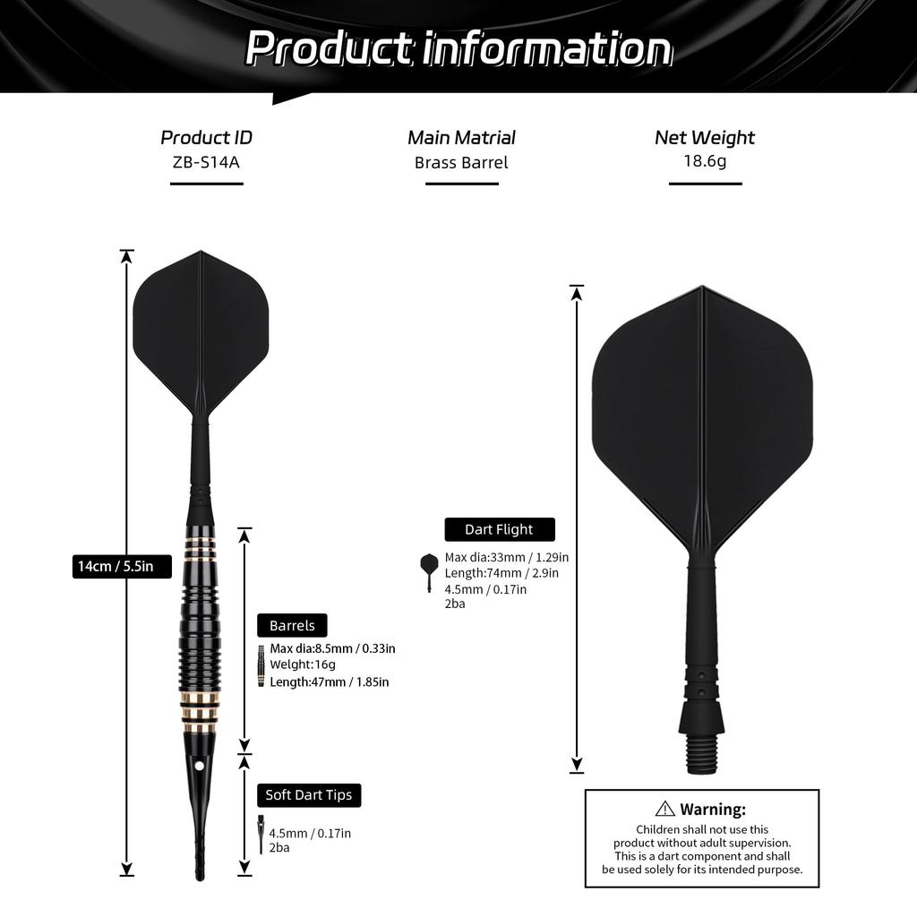 Cyeelife Pro Soft Tip Darts Set Comes with 30 Extra Dart Tips and Gift Storage Darts Plastic Tips 18g, Box,
