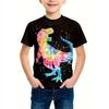 Round Neck 3D Dinosaur Printed Top Casual Short Sleeved Children's Boy T-shirts - Soft Medium Stretch Polyester Fabric Summer Relaxed Fit Clothing
