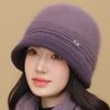 Winter Plush Thick Warm Hat Classic Striped Contrasting Yarn Hat Versatile Fisherman Hat for Women