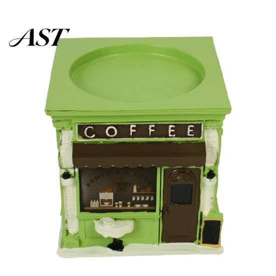 Miniature Building Figurine Retro Bookstore Candle Holder, Resin Coffee House Stand, or Book Cozy Shop Decor Lovers Gift, Tabletop Ornament