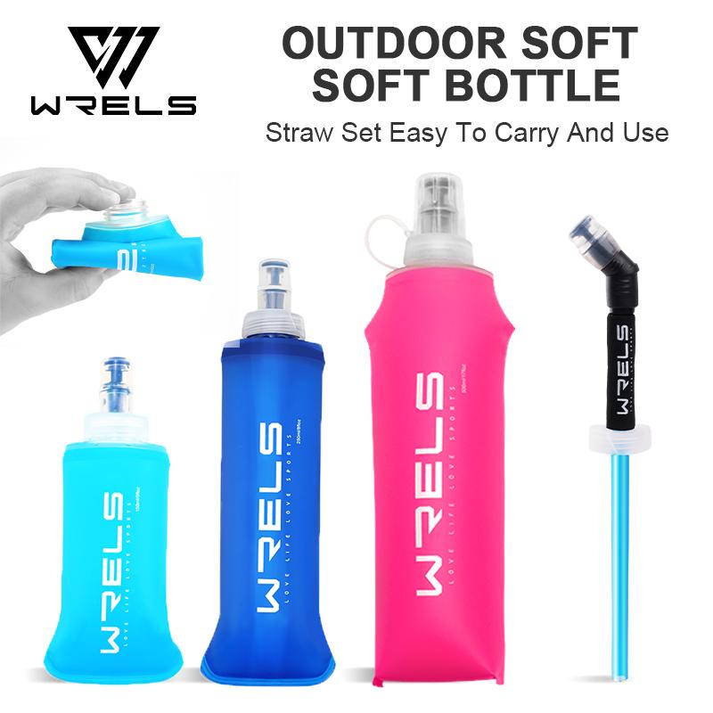 WRELS Water Bottle TPU BPA-Free Folding Soft Flask Outdoors Sport Water Bottle Running Camping Cycling Collapsible Water Bottle