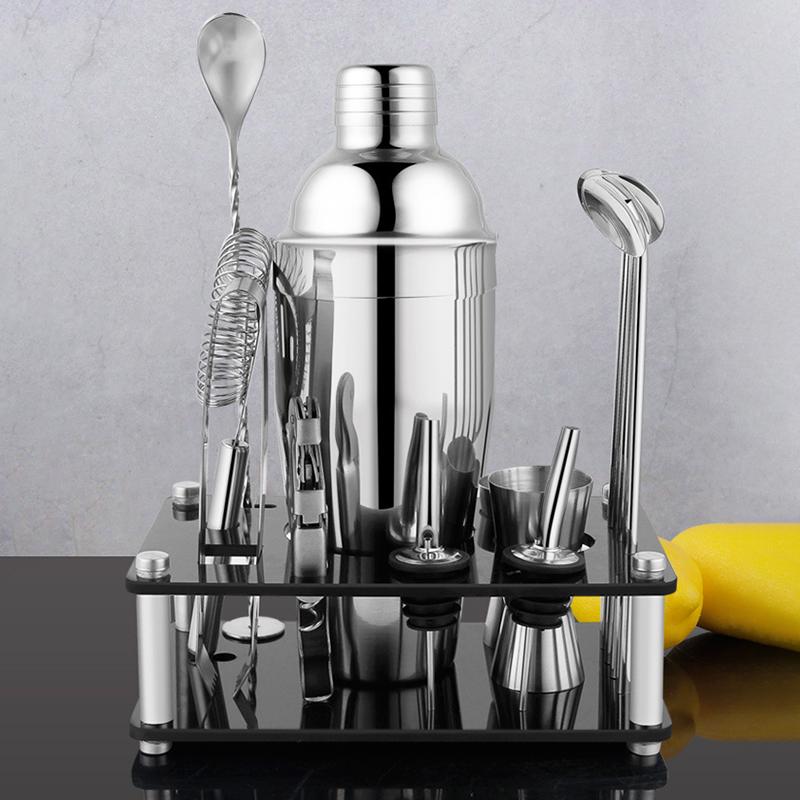 Миксер для вина Бостонский шейкер для коктейлей Мартини Барный набор Шейкер для коктейлей из нержавеющей стали с подставкой Аксессуары для бара для вечеринок