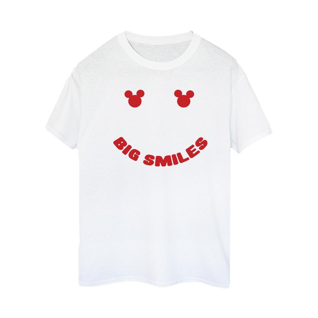 Disney Womens/Ladies Mickey Mouse Big Smile Cotton Boyfriend T-Shirt
