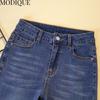 MODIQUE, весенние большие размеры, новые женские свободные винтажные прямые эластичные длинные джинсы с высокой талией, женские повседневные универсальные брюки, брюки