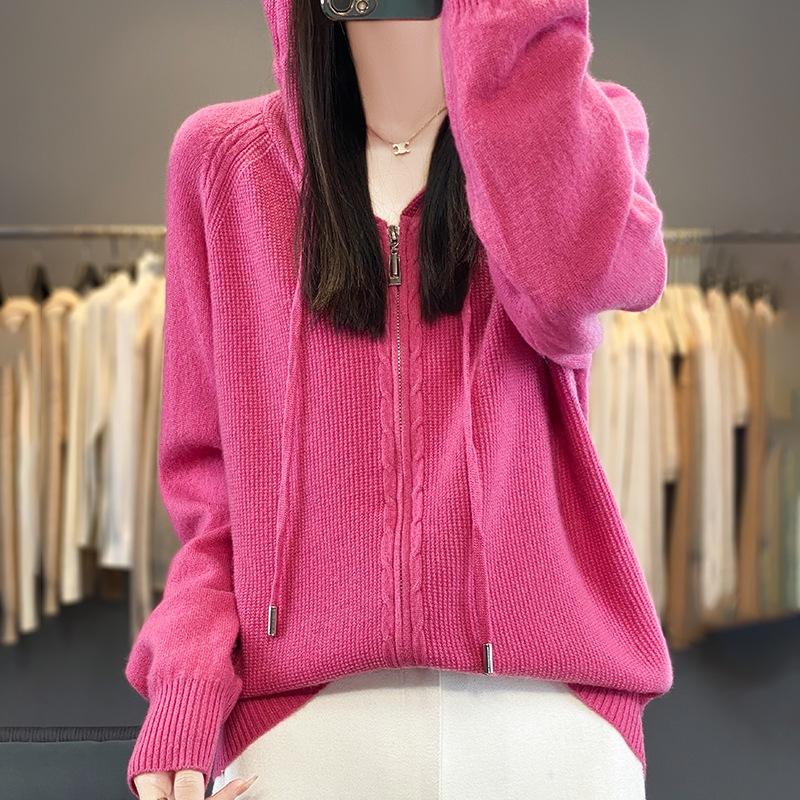 Новая вязаная куртка женская премиум 24 осенне-зимняя мода универсальный худи на молнии свитер кардиган