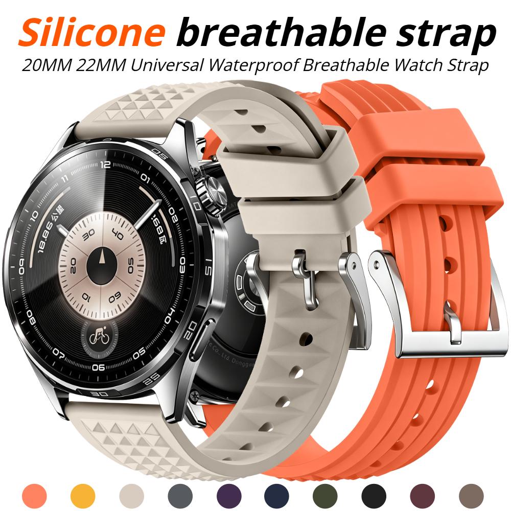 20mm 22mm Sports Silicone Band For Huawei Watch GT6 GT5 GT 4Pro 46mm Strap Bracelet For Samsung Galaxy Watch 7 6 5 4 Replacement Breathable Wristband