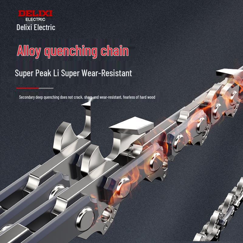 Delixi Rechargeable Brushless Electric Chainsaw with Lithium Battery - Handheld Garden Pruning and Felling Tool for Fruit Trees.