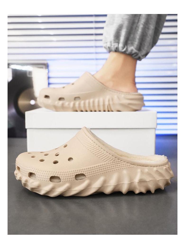 Зимние флисовые туфли с закрытым носком 2025 - Теплые, толстые хлопковые тапочки для пар