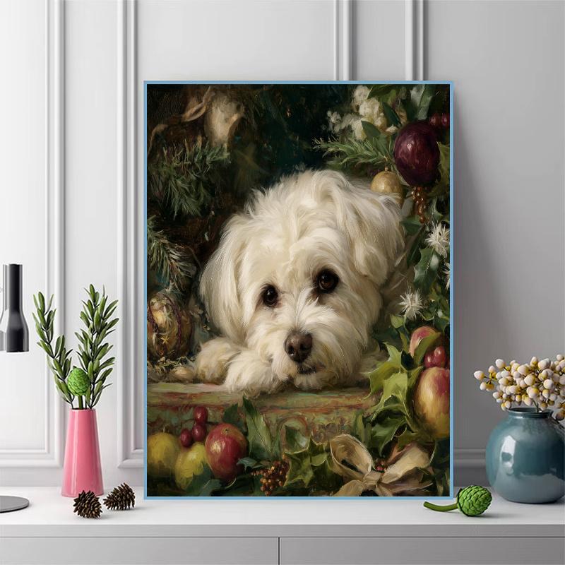 Maltese Pattern 3pcs 100% Round Full Drill 5D DIY Diamond Painting Embroidery Cross Stitch Rhinestone Décor