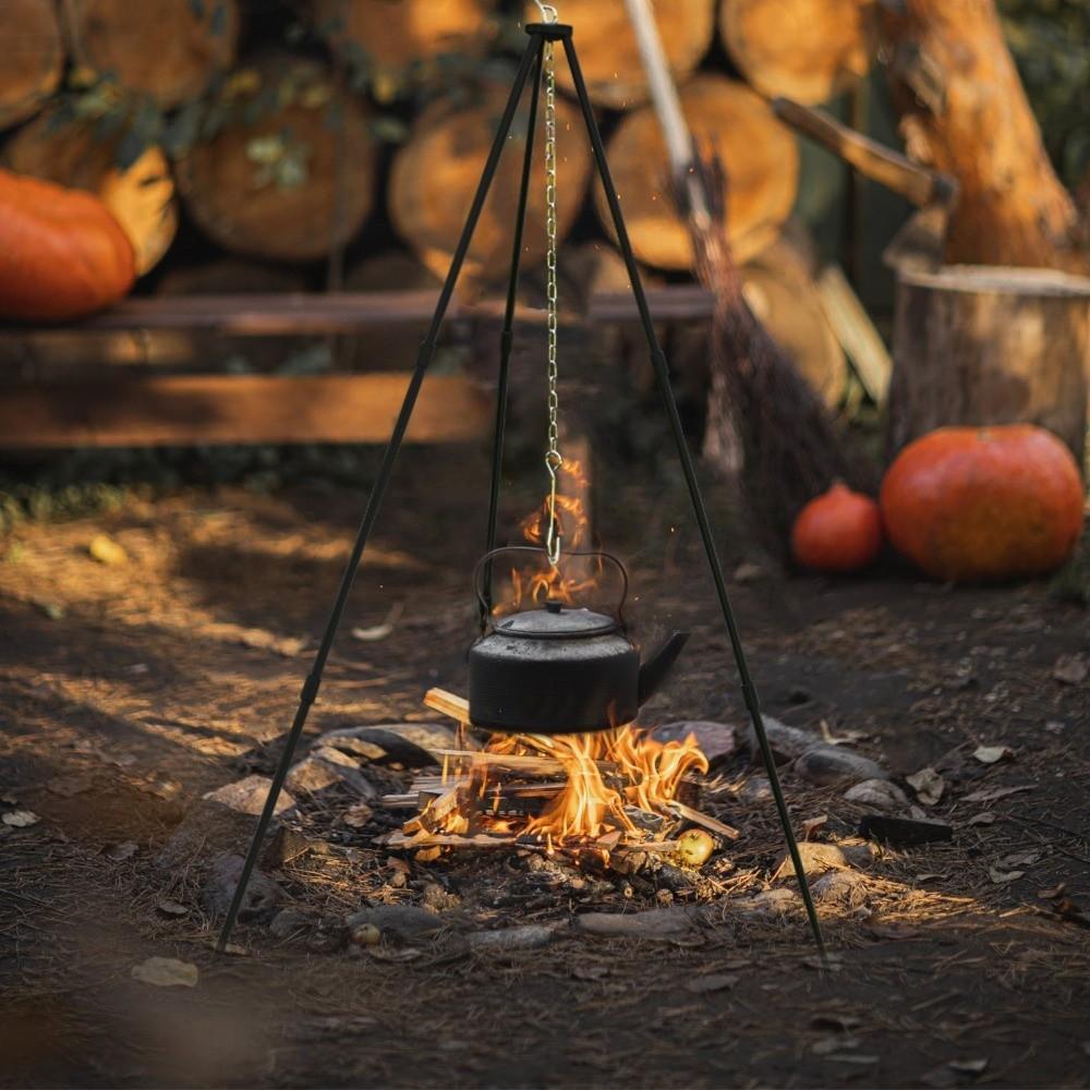 Adjustable Height Camping Tripod Aluminum Alloy Campfire Pot Holder Outdoor BBQ