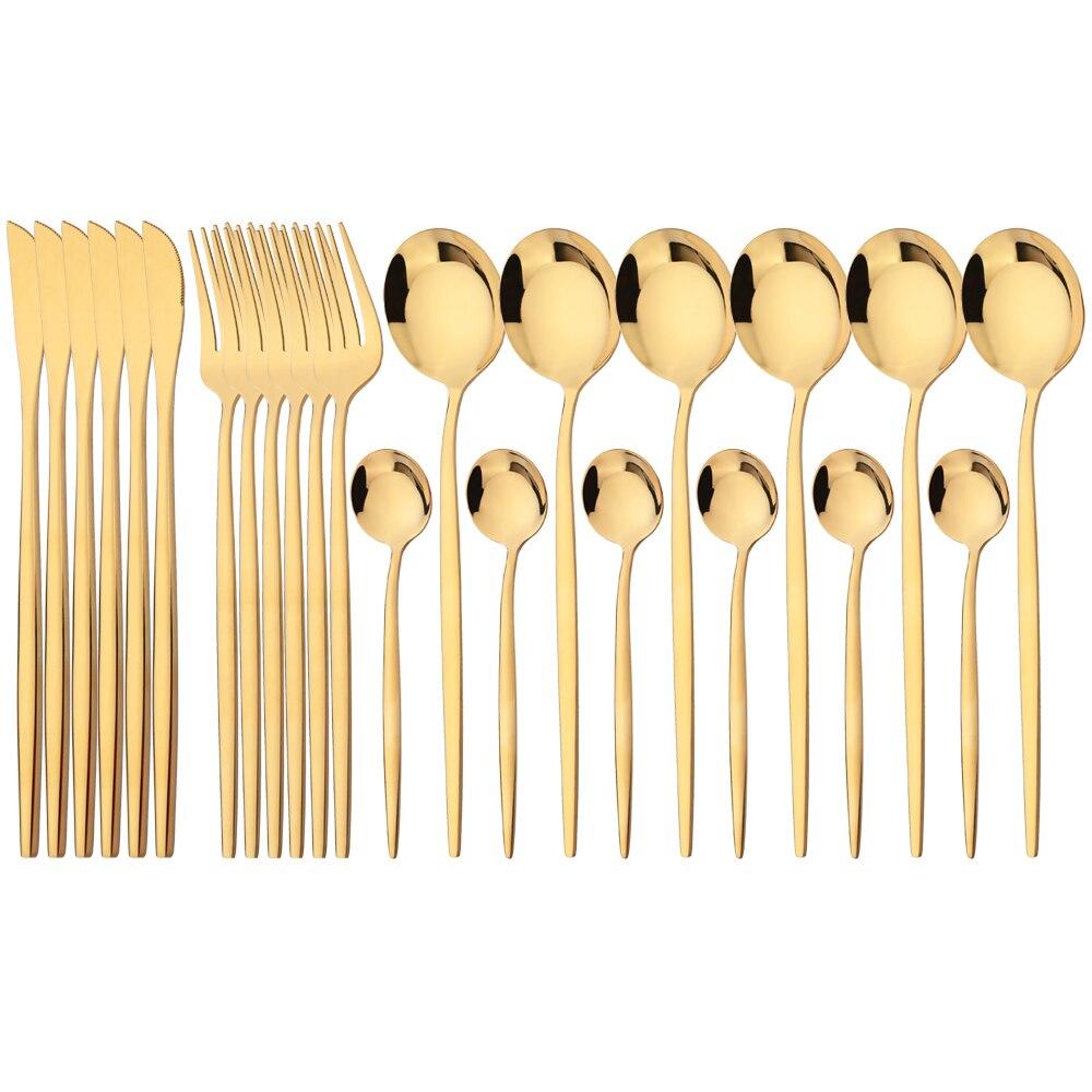 24 шт., мятно-золотой набор столовой посуды, нож, вилка, кофейная ложка, столовые приборы, столовые приборы в стиле вестерн из нержавеющей стали, столовые приборы, столовое серебро