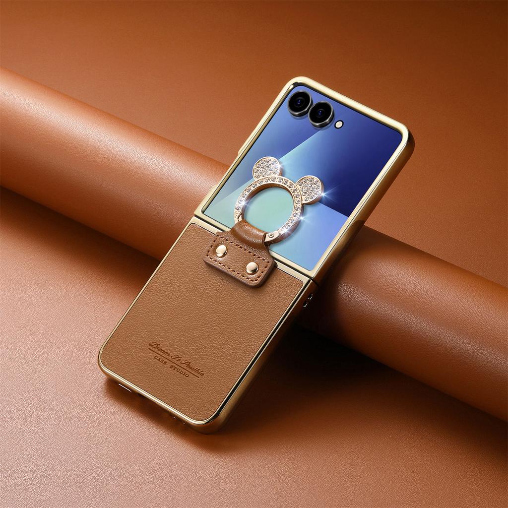 Кольцо-держатель Роскошный кожаный чехол-сумка для Samsung Galaxy Z Flip 8 5G Flip8 Flip6 Flip7 FE Flip 7 6 5 4 Flip5 Flip4 Защитный чехол