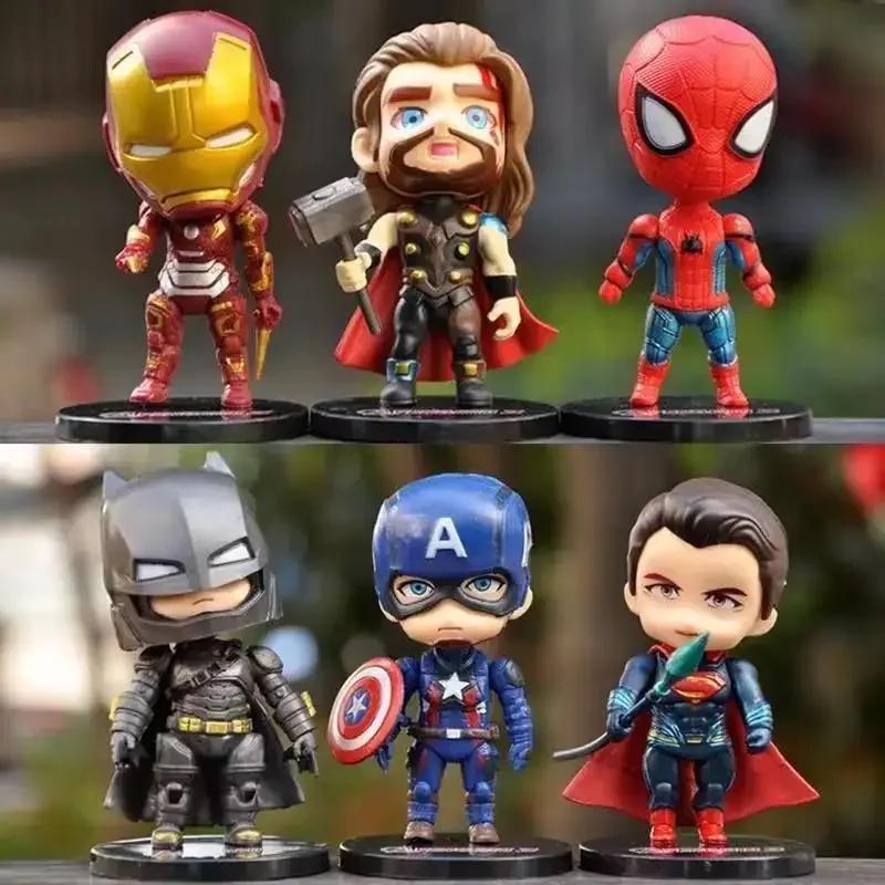 6pcs/set Marvel Avengers Black Panther Thanos Ironman Spiderman Captain American Hulk Figure Model Toys Birthday Gift