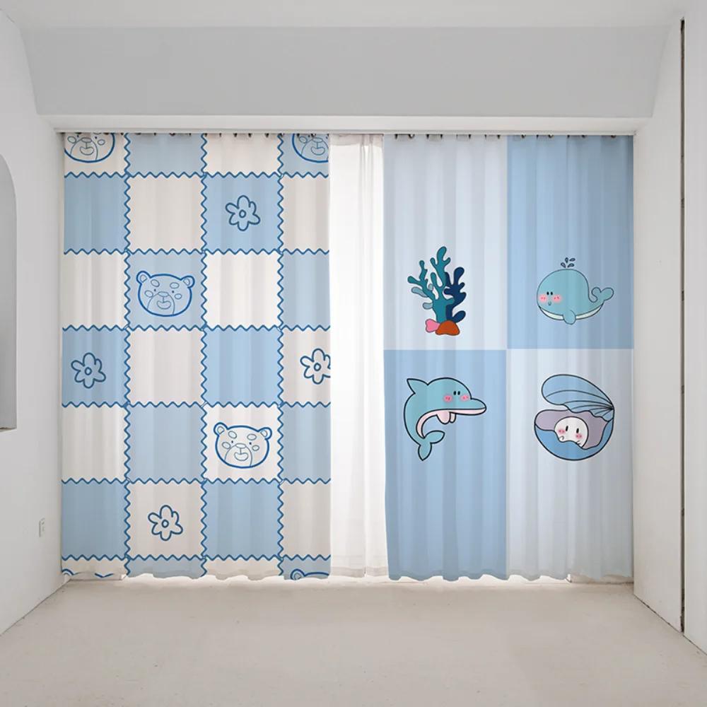 Мультфильм розовый клубника милый кролик щенок котенок принт высокая затемнение занавеска спальня гостиная жалюзи занавеска новый красивый узор