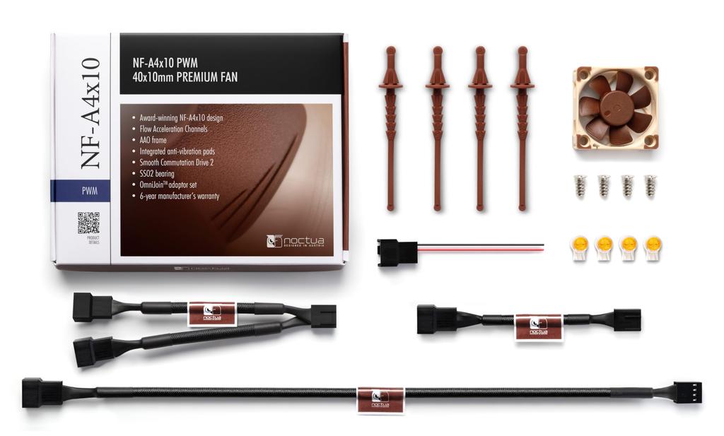 Noctua Premium Тихий Вентилятор NF-A4x10 PWM, Вентилятор, 4-контактный (40x10мм, Коричневый)