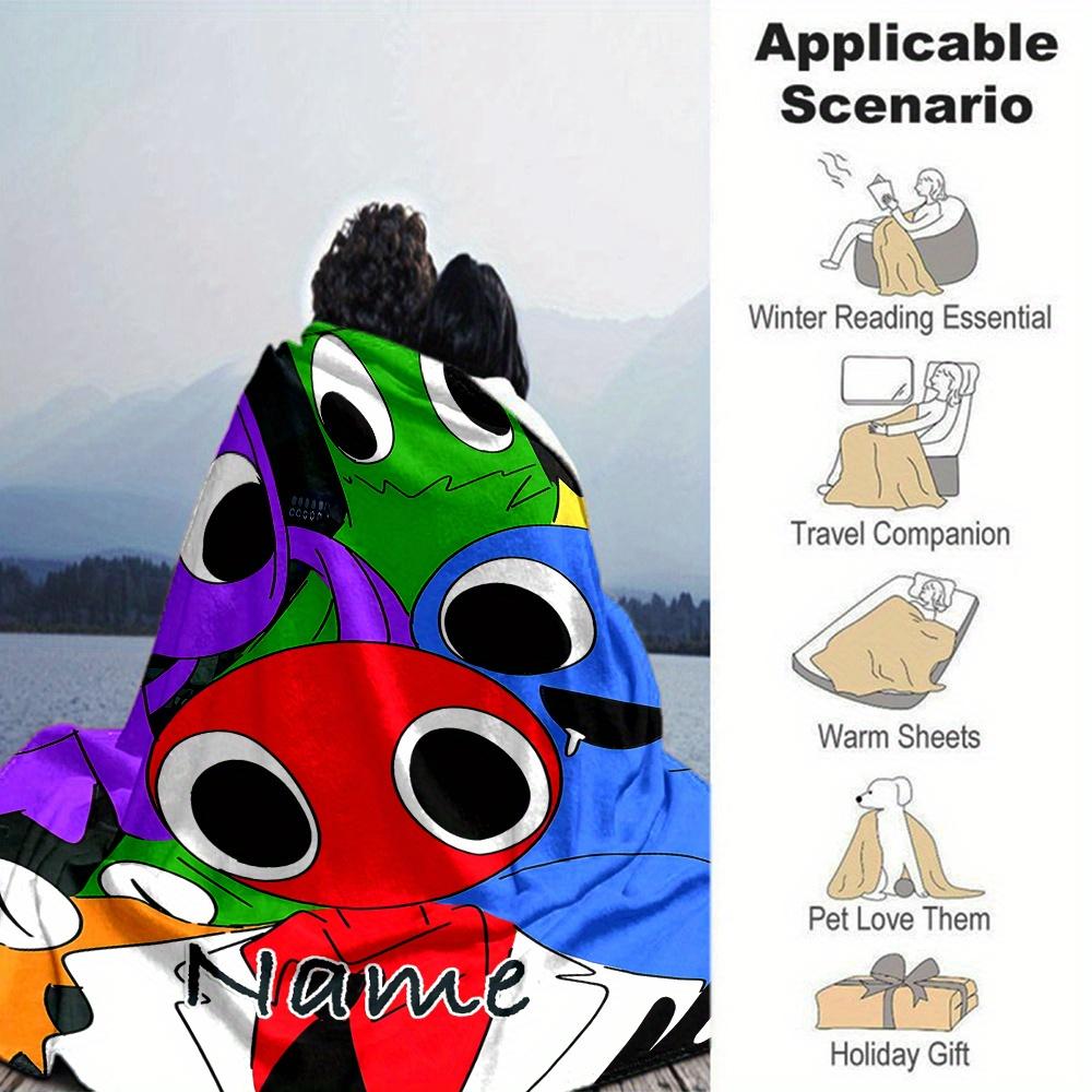 Sprunki Rhythm Box Cartoon Characters Flannel Blanket With Customizable Name Soft And Comfortable Shawl Blanket For All Seasons Suitable For Home