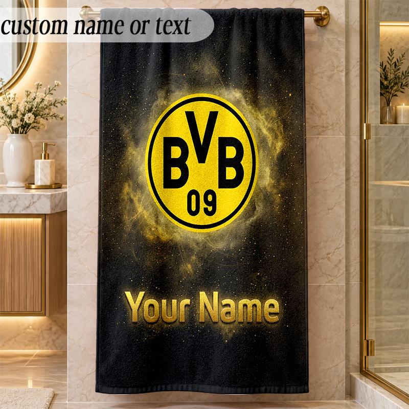Beach TowelBorussia Dortmund Custom Name Text Personalized Soft Towel for Beach Pool Indoor Home Decor Gift