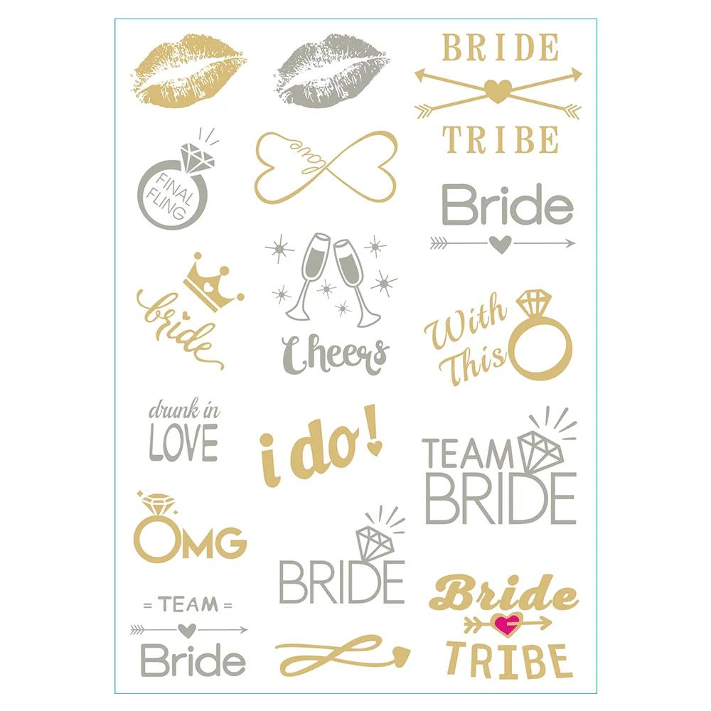Bachelorette Party Temporary Tattoos Team Bride To Be Rose Gold Tattoo Stickers Bridesmaid Bridal Shower Hen Night Wedding Favor
