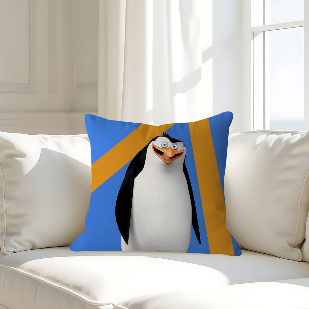 Cute P-Penguins Of M-Madagascar Personalized Pillow Cover Kids Bedroom Wild Party Decor Pillowcase Kid Birthday Shower Gift