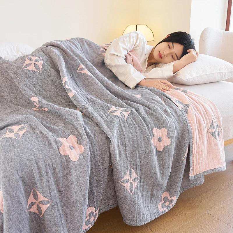 Летнее одеяло из 100% хлопковой марли, дышащее покрывало, жаккардовый плед, легкая кровать, одеяла и покрывала, не садятся