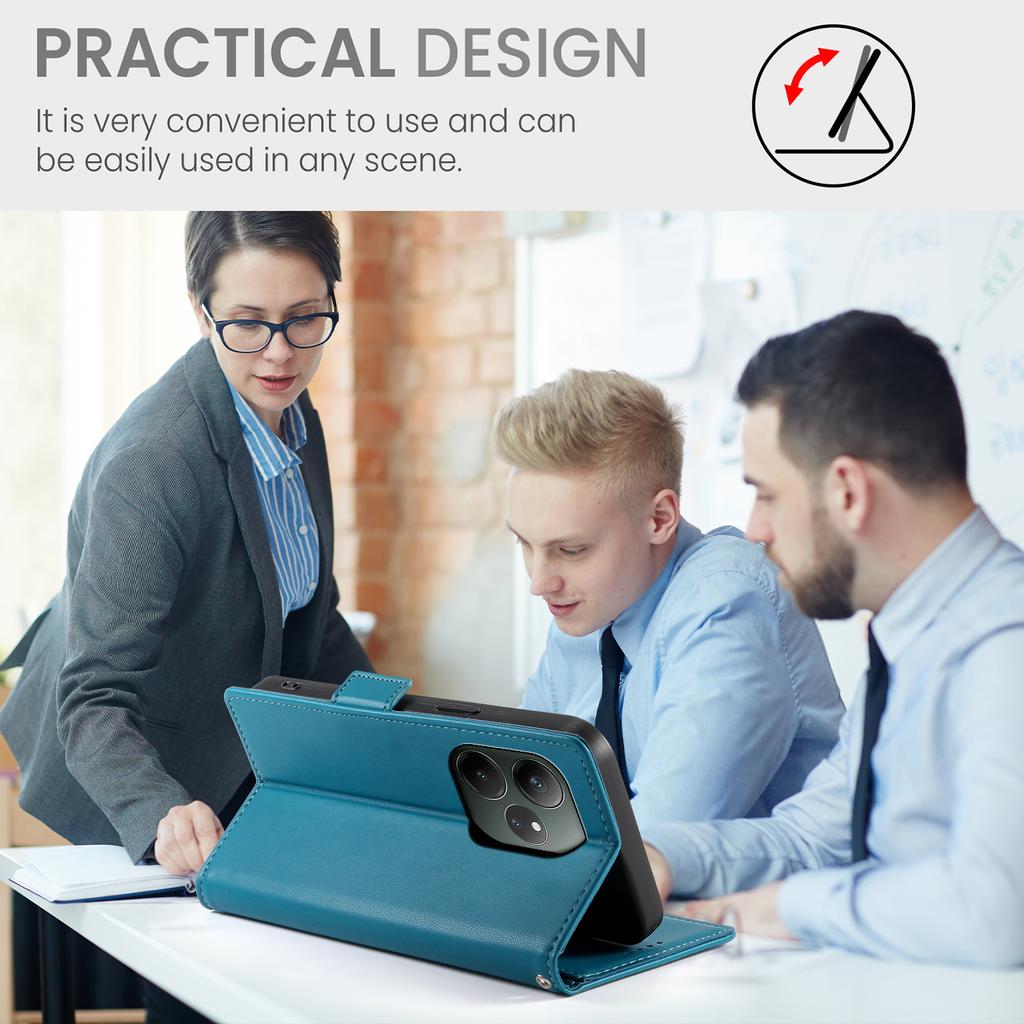 DF-010 Для Realme GT 6 5G Подставка Чехол PU Кожаный Кошелек Чехол для Телефона