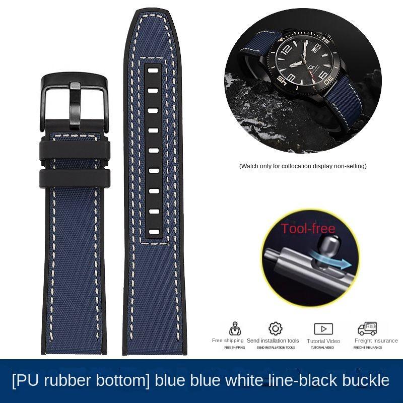 Новый Дизайн Гибридный FKM Ремешок для Часов Mido Helmsman M005 M038.431 M038431a Быстросъемный Холщовый Нейлоновый Ремешок Браслет 22мм