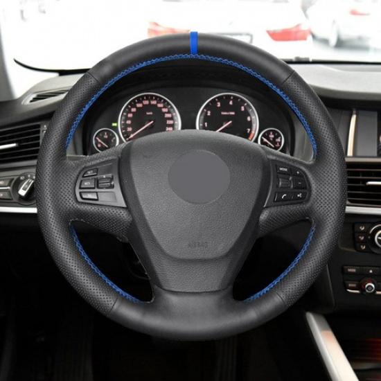 Blue-strip Steering Wheel Leather Cover For BMW X5 F15 2013 2014 2015 2016 2017