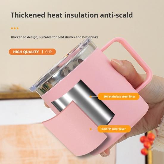 Кружка для кофе из нержавеющей стали с ручкой, раздвижной крышкой, двойной стенкой, вакуумной изоляцией, дорожная чашка для горячих и холодных напитков, чашка для чая без брызг