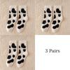 3 Pairs Cute Cow Spots Print Sock Thickened Warm Coral Fleece Women's Socks