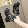 Platform Round Toe Lace-up Ankle Boots for Women Spring Autumn Print Booties Designer Luxury Sale New In Goth Woman Short Shoes