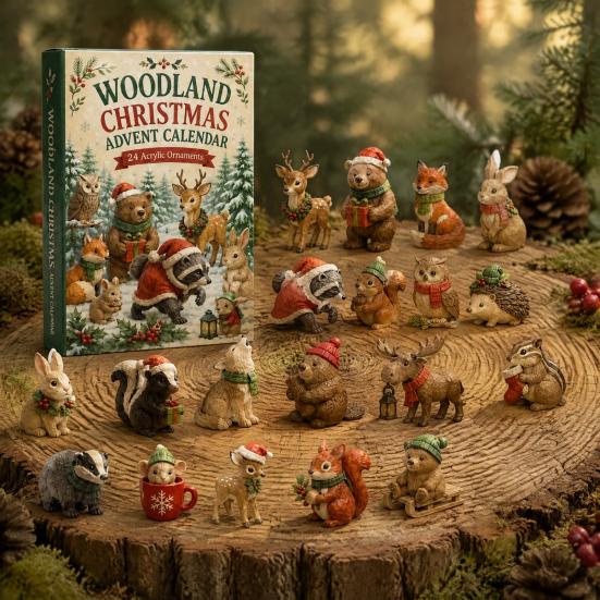 Christmas Countdown Calendar 24 Days Advent Calendar, Forest Animals Fairy Tale Animal Set Cute Acrylic Collectible Toys for Holiday Party Decoration