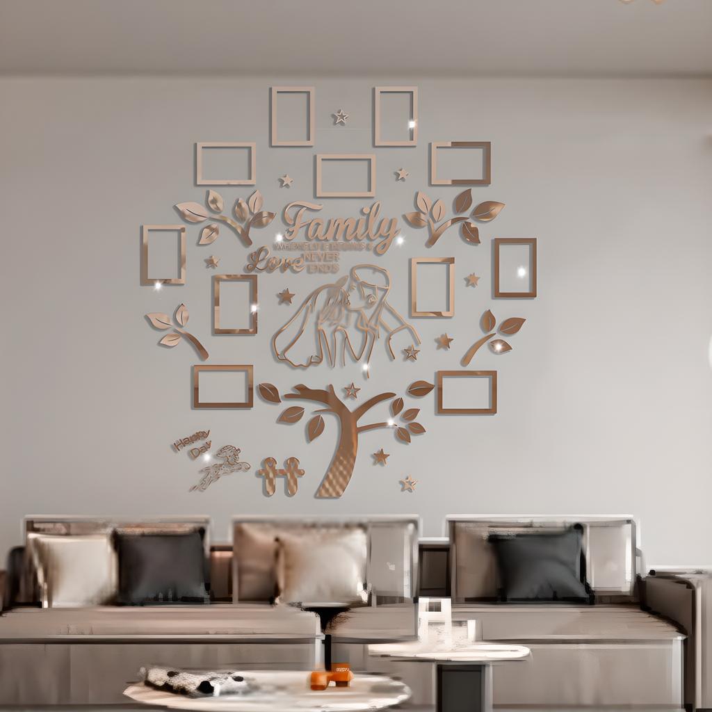 Wedding Couple Acrylic Family Photo Tree Wall Stickers for Living Room DIY Photo Frame Decal Art Tree Home Decorative 125x120cm