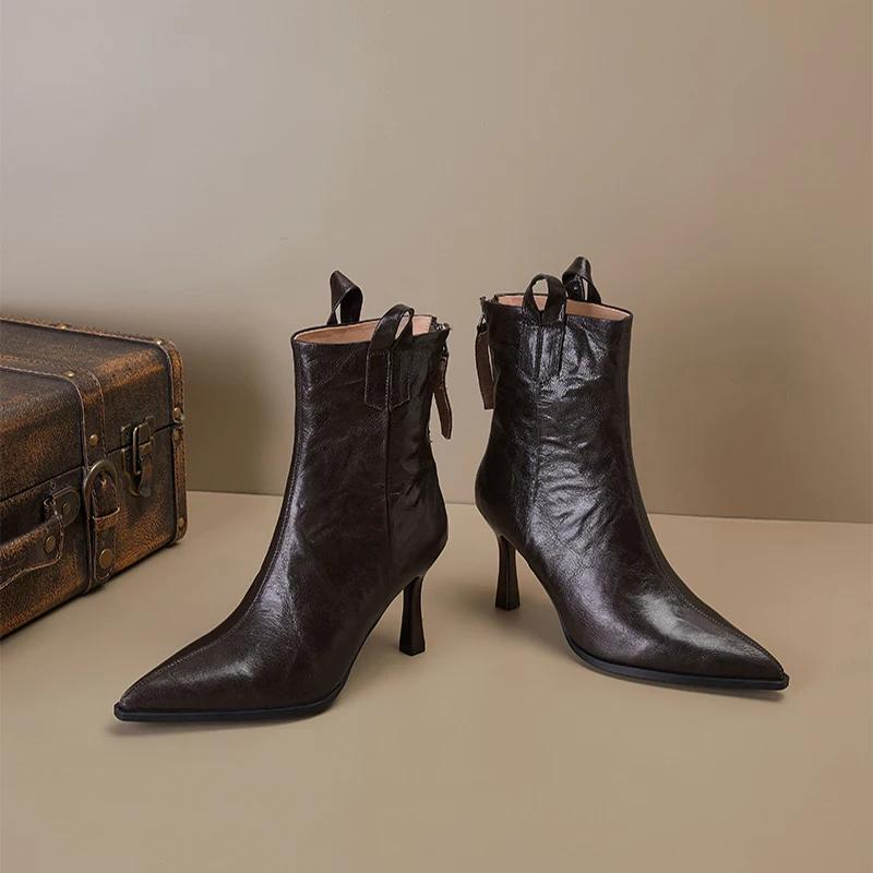 Дизайн Остроносые Женские Ботильоны Осень Зима Тонкие Каблуки Обувь Модные Короткие Ботильоны Zapatos De Mujer