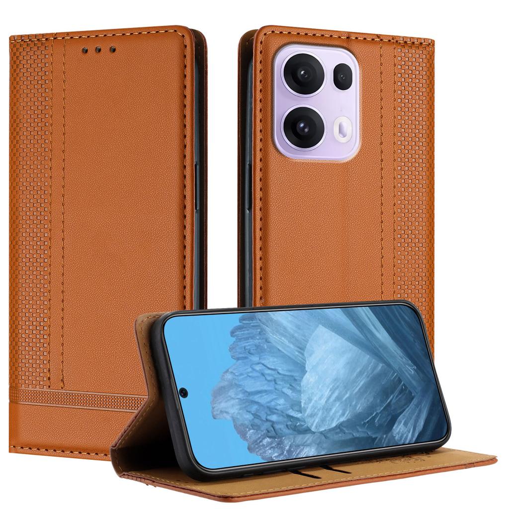 For Oppo Reno13 Pro 5G Case L-Shaped Grid Pattern Leather Stand Phone Cover with Card Slots