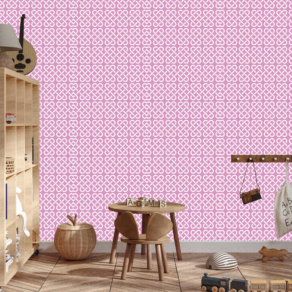 Wallpaper Geometric pattern powder pink and white, soft shapes 50x1000