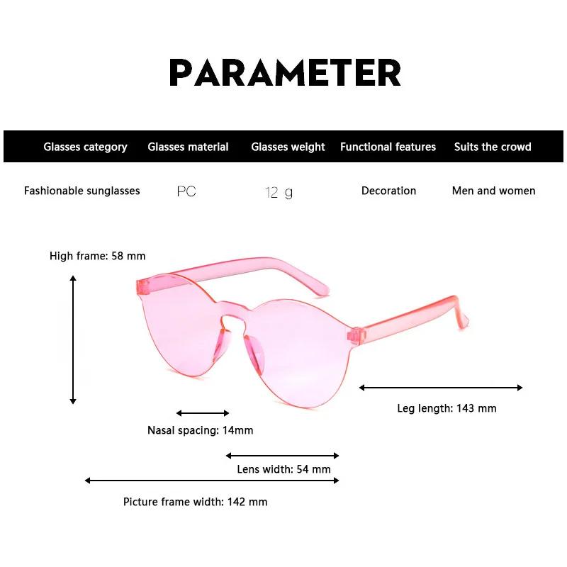 Oval Shape Sunglasses Women Rimless Frame Tint Clear Lens Colorful Sun Glasses Female Red Pink Yellow Shades Travel