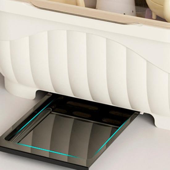 Countertop Utensil Caddy Dish Storage Box Efficient Draining Design Large Capacity Tableware Storage Container with Dustproof Lid