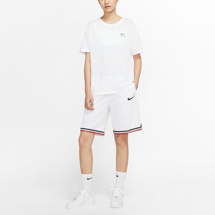 Nike Футболка Dri-FIT Basketball Graphic Print Crew Neck с круглым вырезом для женщин, топы белого цвета CV0951-100