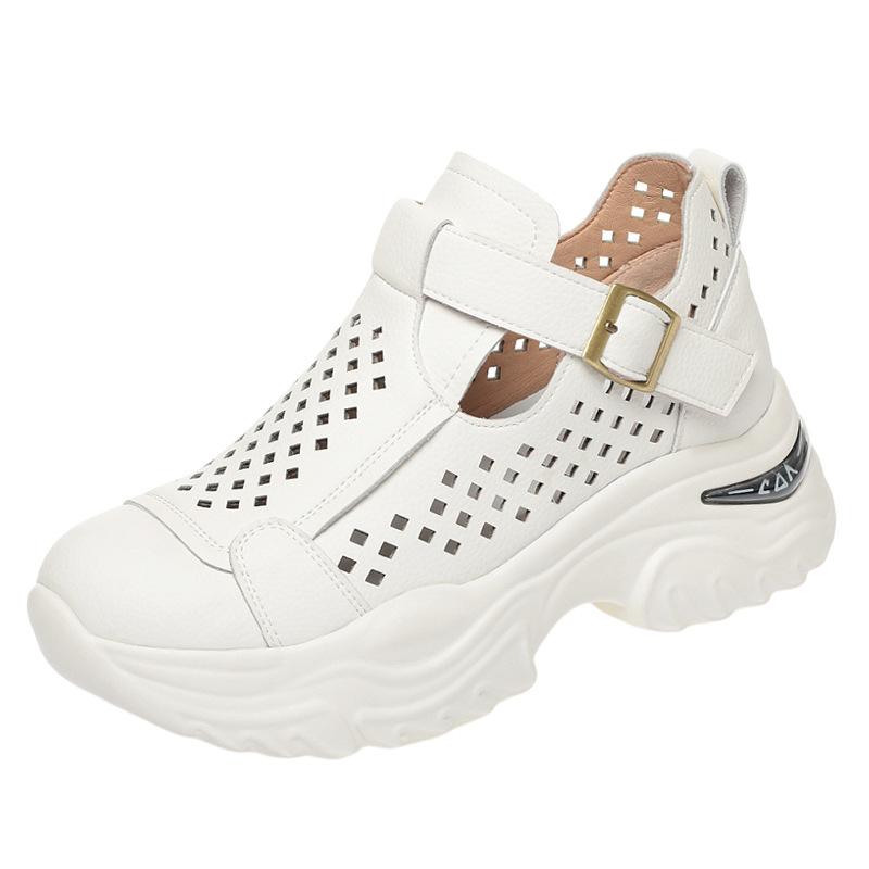 Летняя повседневная обувь для женщин Толстая подошва Женские легкие мягкие подошвы Дорожные полые дышащие сандалии Удобные и простые