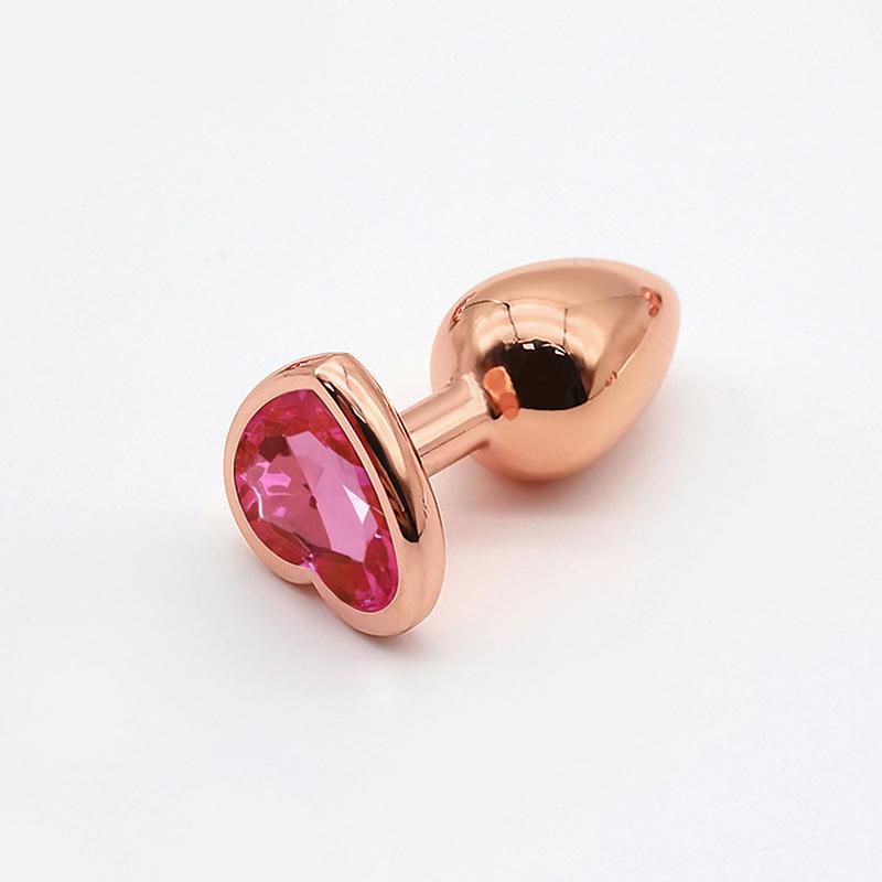 Rose Gold Heart Shape Crystal Metal Anal Beads Butt Plug Prostate Massager Stimulator Adult Gay Products Sex Toy For Female Male