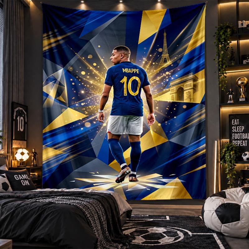 Wall Hanging Tapestry Kylian Mbappe Print Cloth for Living Room Bedroom Home Decor