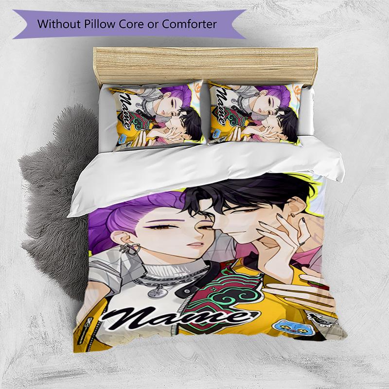 3pcs KPop Demon Hunters23 Cover Set - Personalized Name, HD Printed Bedding with 1 Cover and 2 Pillowcases - Perfect for Home Decor, Easy Care
